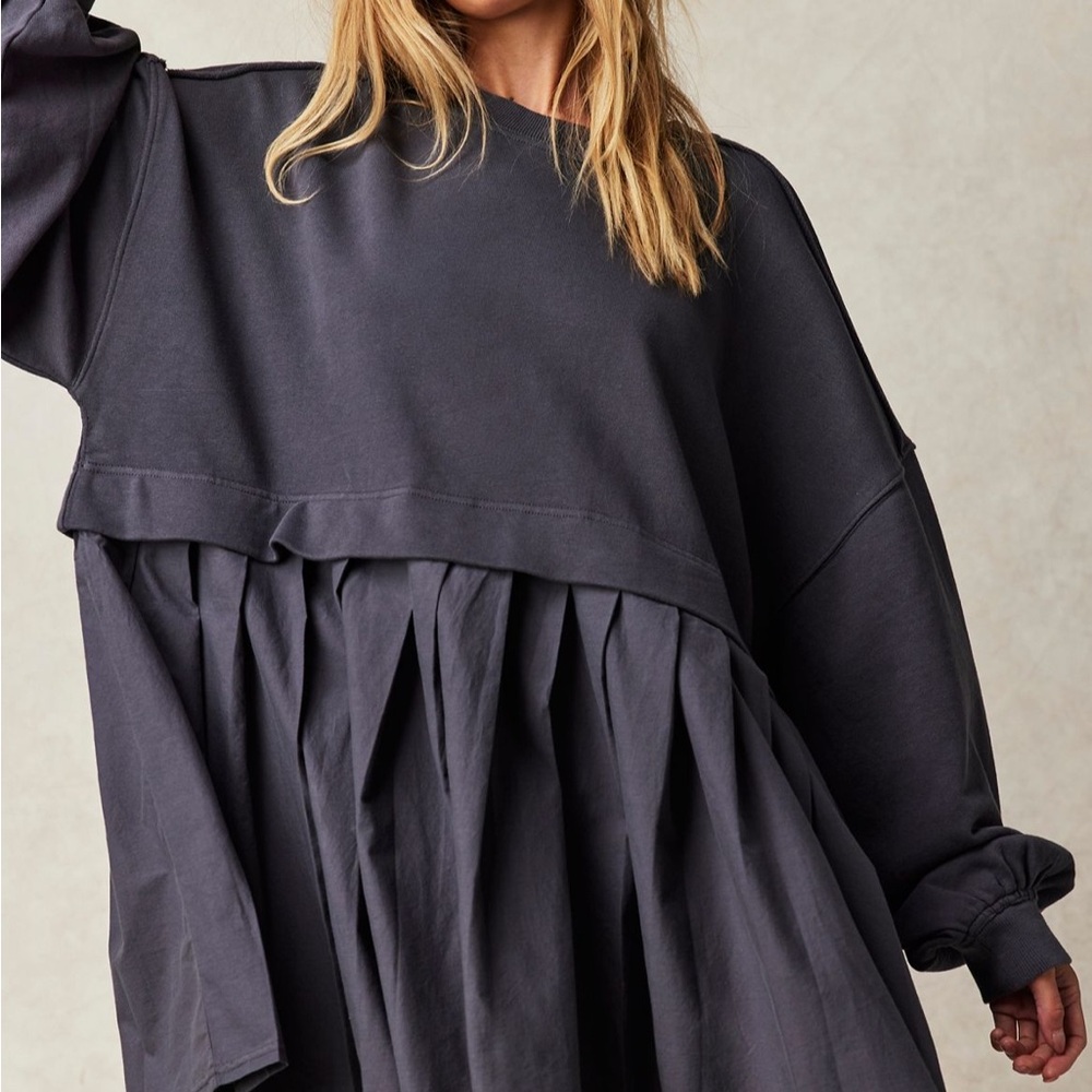 Free People Charcoal Long Sleeve Dress